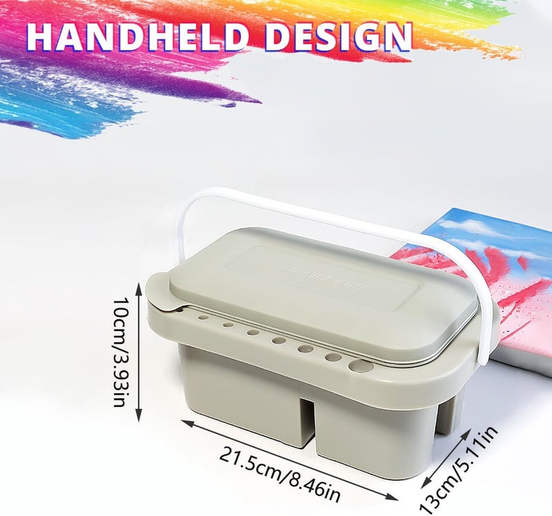 ZLY Paint Brush Cleaner Palett Basin with 10 PCS Paint Brushes,Paints Brush Holder and Organizers with Palette for Acrylic, for Watercolor and Water Based Paints (Gery) - Image 4